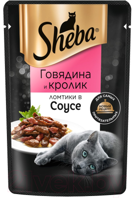 Влажный корм для кошек Sheba Ломтики в соусе. Говядина и кролик - фото