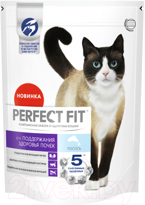 Сухой корм для кошек Perfect Fit Для взрослых кошек Здоровье почек. Лосось - фото