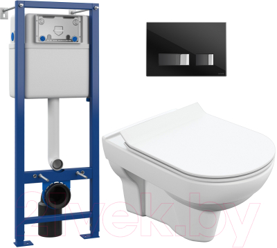 Унитаз подвесной с инсталляцией Cersanit City New Clean On + S-IN-MZ-VECTOR + P-BU-MOV/Blg/Gl - фото