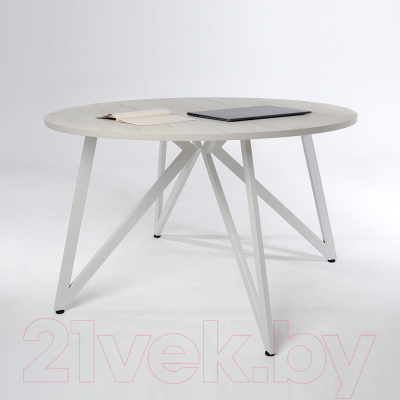 Обеденный стол Millwood Женева Л18 D110 (дуб белый Craft/металл белый)