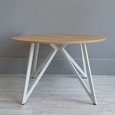 Обеденный стол Millwood Женева Л18 D110 (дуб золотой Craft/металл белый)