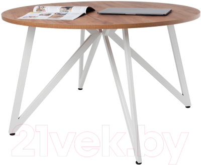 Обеденный стол Millwood Женева Л18 D110 (дуб табачный Craft/металл белый) - фото