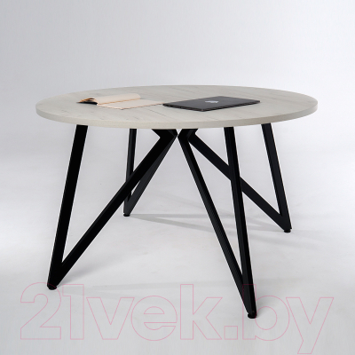 Обеденный стол Millwood Женева Л18 D110 (дуб белый Craft/металл черный)
