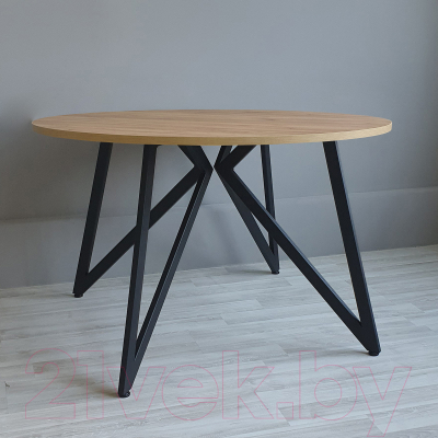 Обеденный стол Millwood Женева Л18 D110 (дуб золотой Craft/металл черный)