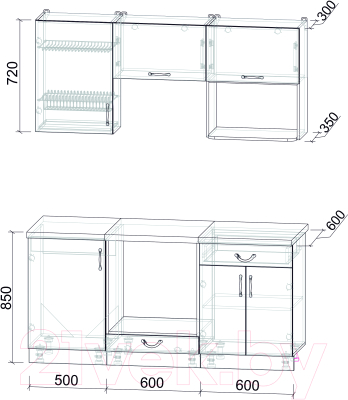 Готовая кухня Интерлиния Мила Крафт 1.7