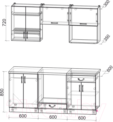Готовая кухня Интерлиния Мила Крафт 1.8
