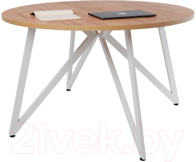 Обеденный стол Millwood Женева Л18 D120 (дуб золотой Craft/металл белый) - фото