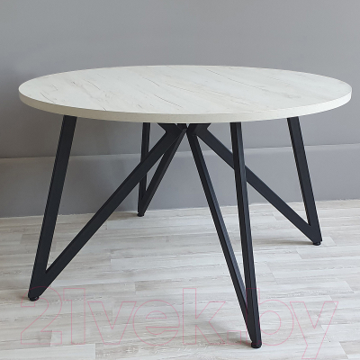 Обеденный стол Millwood Женева Л18 D120 (дуб белый Craft/металл черный)