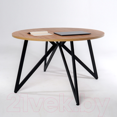 Обеденный стол Millwood Женева Л18 D120 (дуб золотой Craft/металл черный)