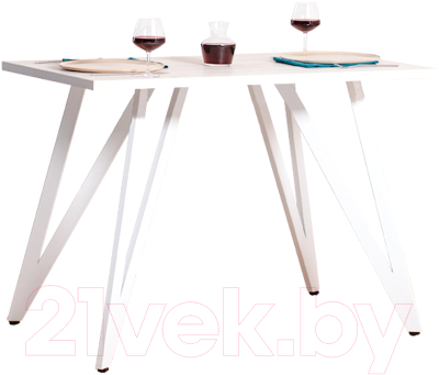 Обеденный стол Millwood Женева 2 Л18 100x70 (белый/металл белый) - фото