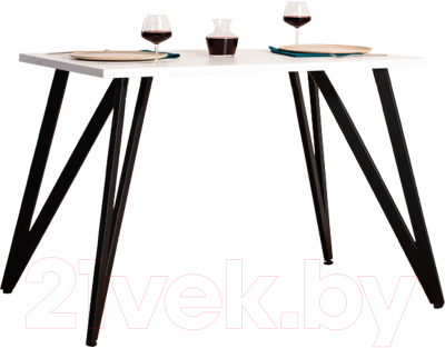 Обеденный стол Millwood Женева 2 Л18 100x70 (белый/металл черный) - фото