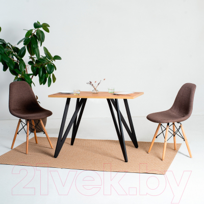 Обеденный стол Millwood Женева 2 Л18 100x70 (дуб золотой Craft/металл черный)