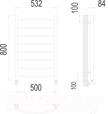 Полотенцесушитель водяной Terminus Классик П8 500x800