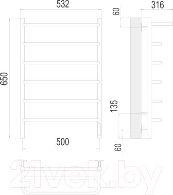 Полотенцесушитель электрический Terminus Полка П6 500x650