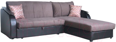 Диван угловой Асмана Магнат 1.4 (ридли 07/банни 13/кожзам коричневый) - фото