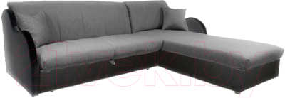 Диван угловой Асмана Магнат-1 1.2 (банни 10/кожзам черный) - фото