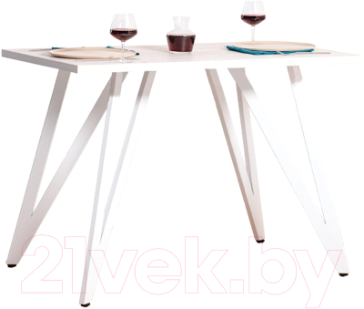 Обеденный стол Millwood Женева 2 Л18 120x70 (белый/металл белый) - фото