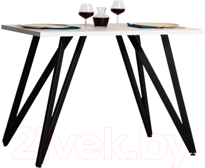 Обеденный стол Millwood Женева 2 Л18 120x70 (дуб белый Craft/металл черный) - фото
