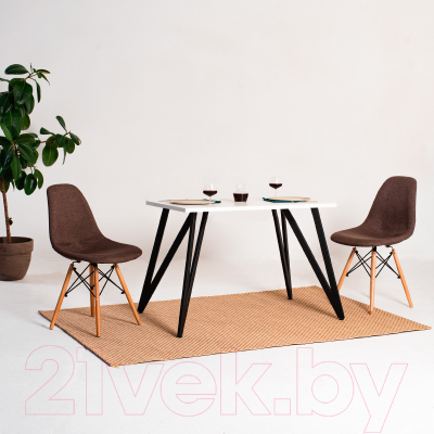 Обеденный стол Millwood Женева 2 Л18 130x80 (белый/металл черный)