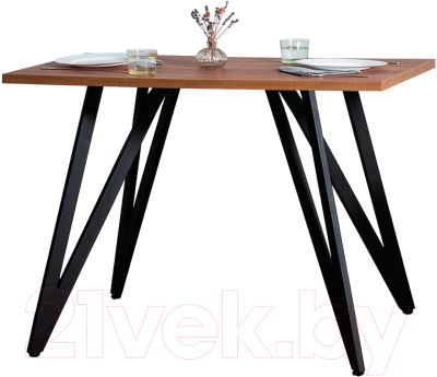 Обеденный стол Millwood Женева 2 Л18 130x80 (дуб табачный Craft/металл черный) - фото