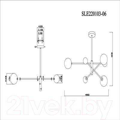 Люстра Evoluce SLE220103-06 (черны/бронза/белый)