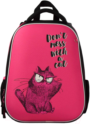 Школьный рюкзак Феникс+ Крэйзи кот / 59299 (малиновый) - фото
