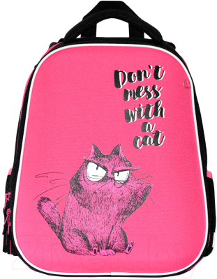 Школьный рюкзак Феникс+ Крэйзи кот / 59299 (малиновый)