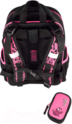 Школьный рюкзак Феникс+ Крэйзи кот / 59299 (малиновый)