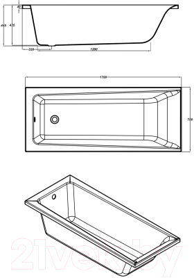 Ванна акриловая Cersanit Lorena 170x70 (с каркасом)