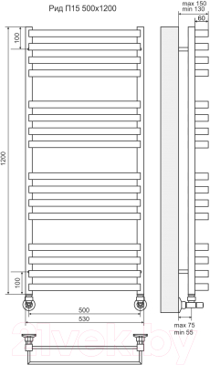 Полотенцесушитель водяной Terminus Рид П16 500x1200