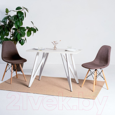 Обеденный стол Millwood Женева 2 Л18 160x80 (белый/металл белый)