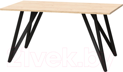 Обеденный стол Millwood Женева 2 Л18 160x80 (дуб золотой Craft/металл черный) - фото