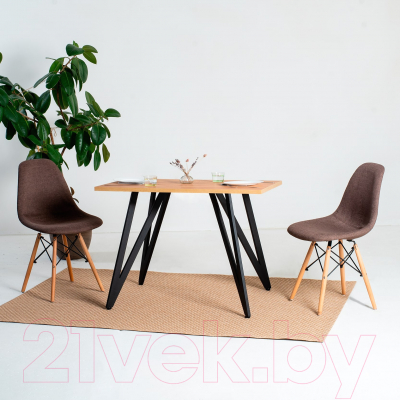 Обеденный стол Millwood Женева 2 Л18 160x80 (дуб золотой Craft/металл черный)