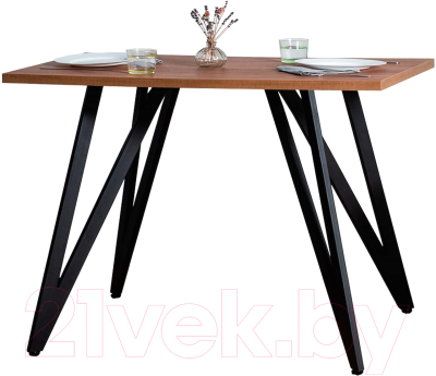 Обеденный стол Millwood Женева 2 Л18 160x80 (дуб табачный Craft/металл черный) - фото