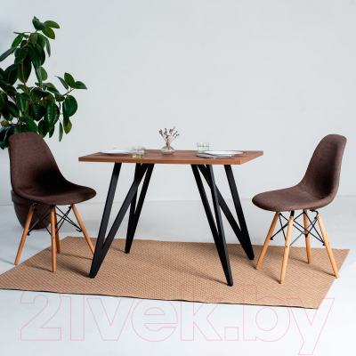 Обеденный стол Millwood Женева 2 Л18 160x80 (дуб табачный Craft/металл черный)