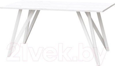 Обеденный стол Millwood Женева 2 Л18 160x80 (дуб белый Craft/металл белый) - фото