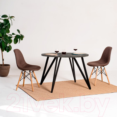 Обеденный стол Millwood Женева 2 Л18 D90 (сосна пасадена/металл черный)