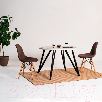 Обеденный стол Millwood Женева 2 Л18 D100 (дуб белый Craft/металл черный)