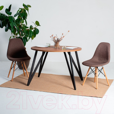 Обеденный стол Millwood Женева 2 Л18 D100 (дуб табачный Craft/металл черный)