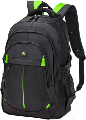 Школьный рюкзак Brauberg Titanium / 270766 (черный/салатовые вставки) - фото