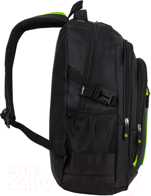 Школьный рюкзак Brauberg Titanium / 270766 (черный/салатовые вставки)