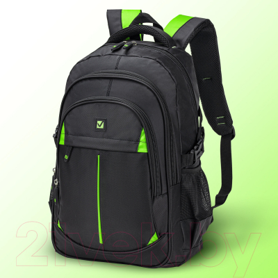 Школьный рюкзак Brauberg Titanium / 270766 (черный/салатовые вставки)