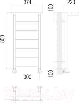 Полотенцесушитель водяной Terminus Контур П7 300x800 (с полкой)