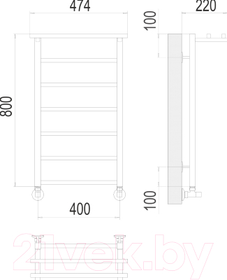 Полотенцесушитель водяной Terminus Контур П7 400x800 (с полкой)