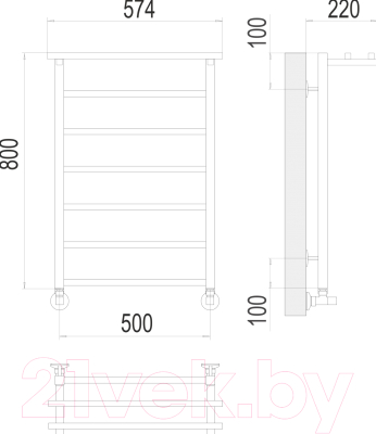 Полотенцесушитель водяной Terminus Контур П7 500x800 (с полкой)