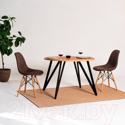 Обеденный стол Millwood Женева 2 Л18 D110 (дуб золотой Craft/металл черный)