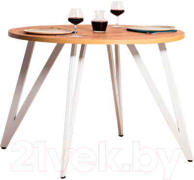 Обеденный стол Millwood Женева 2 Л18 D110 (дуб золотой Craft/металл белый) - фото