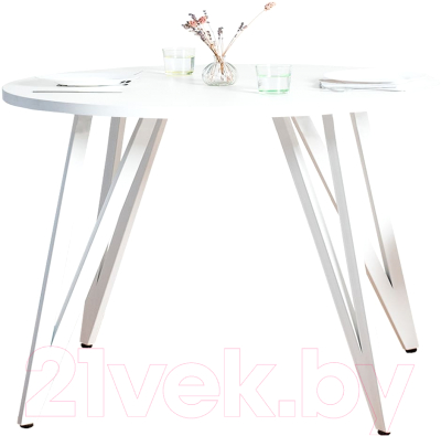 Обеденный стол Millwood Женева 2 Л18 D120 (белый/металл белый) - фото