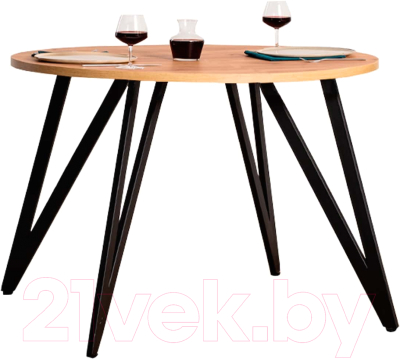 Обеденный стол Millwood Женева 2 Л18 D120 (дуб золотой Craft/металл черный) - фото