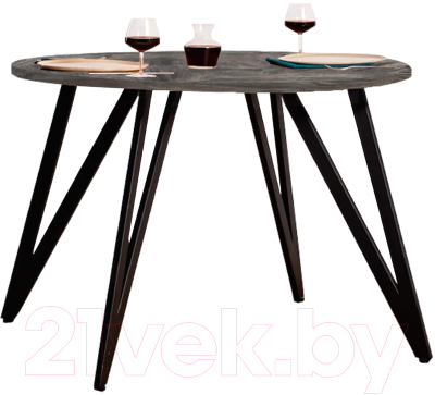 Обеденный стол Millwood Женева 2 Л18 D120 (сосна пасадена/металл черный) - фото